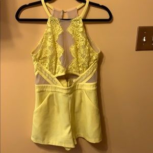 Sassy yellow front cut out opened back romper